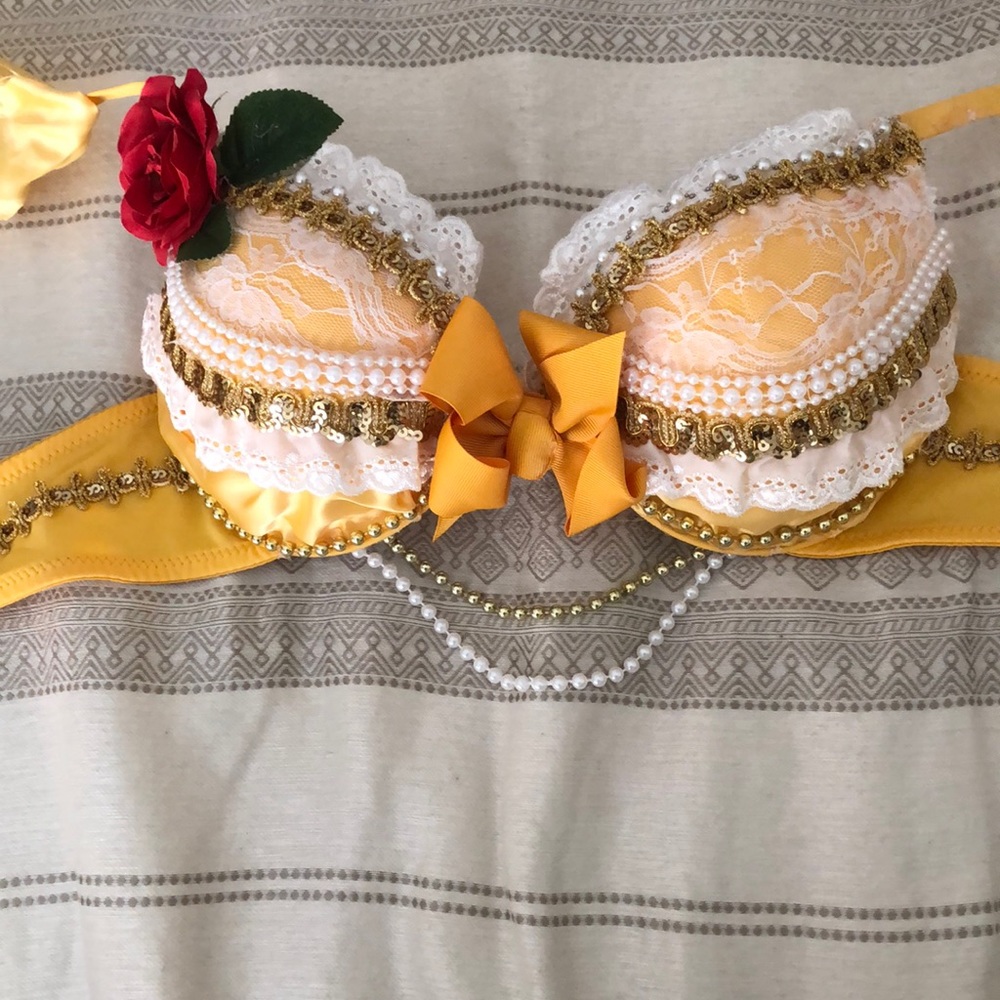 Beauty and the beast handmade rave/costume bra